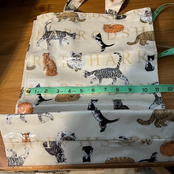 HARRODS CAT PRINT PVC COATED SHOPPING TOTE BAG - Picture 4 of 5